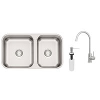 Cuba Tramontina Isis 2C 34-28 BS em A&ccedil;o Inox escovado com 2 Cubas com Monocomando e Dosador de Sab&atilde;o - SKU 94062162 - 1 image number 0