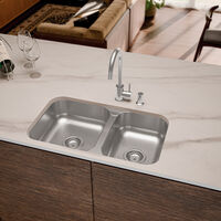 Cuba Tramontina Isis 2C 34-28 BS em A&ccedil;o Inox escovado com 2 Cubas com Monocomando e Dosador de Sab&atilde;o - SKU 94062162 - 3 image number 2