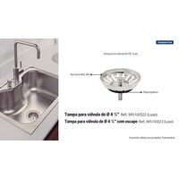 Tampa de V&aacute;lvula Tramontina Luxo 4 1/2" em A&ccedil;o Inox Polido e Polipropileno para Pias e Cubas - SKU 94510024 - 2 image number 1