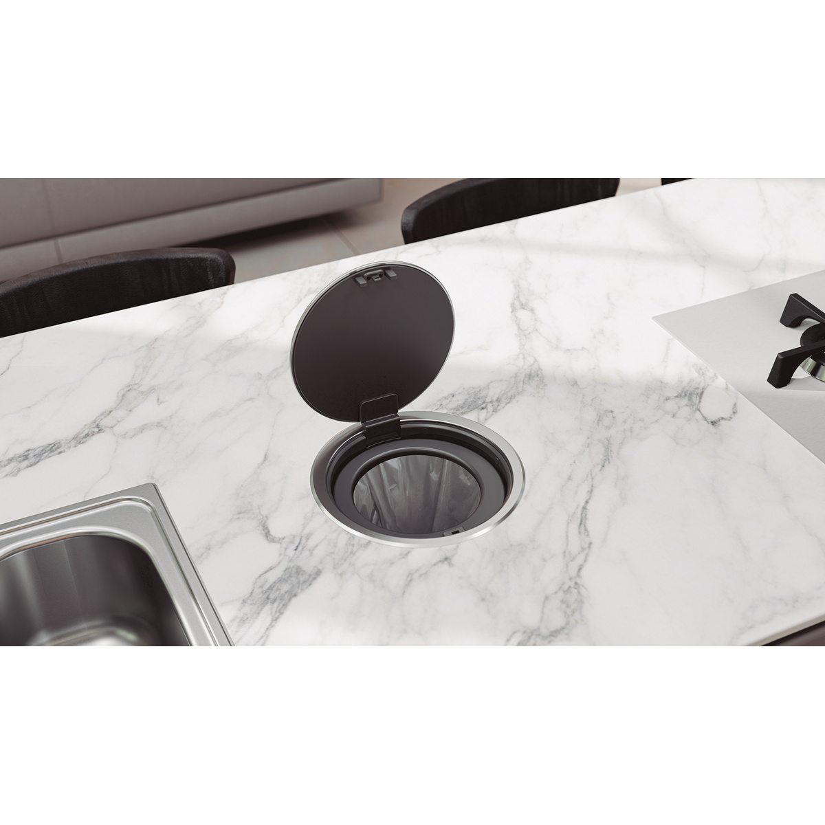 Lixeira de Embutir Tramontina Clean Round Click em A&ccedil;o Inox 5 L Cor Inox - SKU 94518006 - 4 image number 3