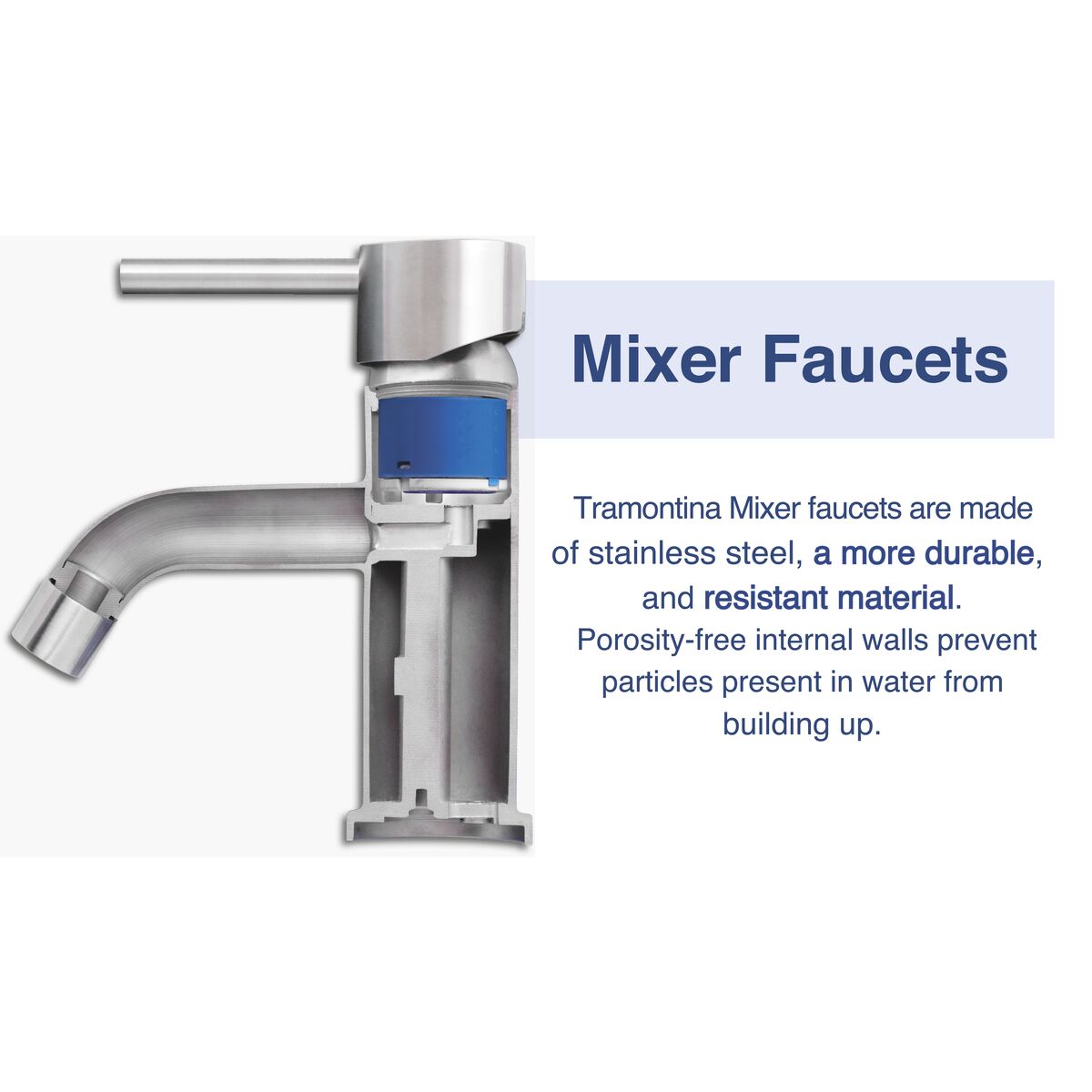 Tramontina mono stainless steel mixer faucet with Scotch Brite finish