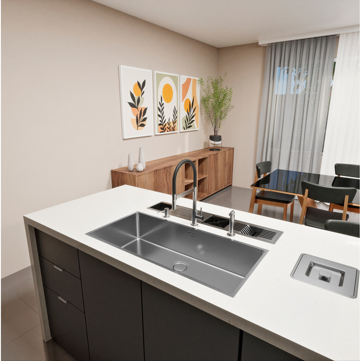 Torneira Tramontina Versatile Black em A&ccedil;o Inox com Mangueira Flex&iacute;vel e Bica Girat&oacute;ria 360&deg; Cor Preto - SKU 94520035 - 2 image number 1