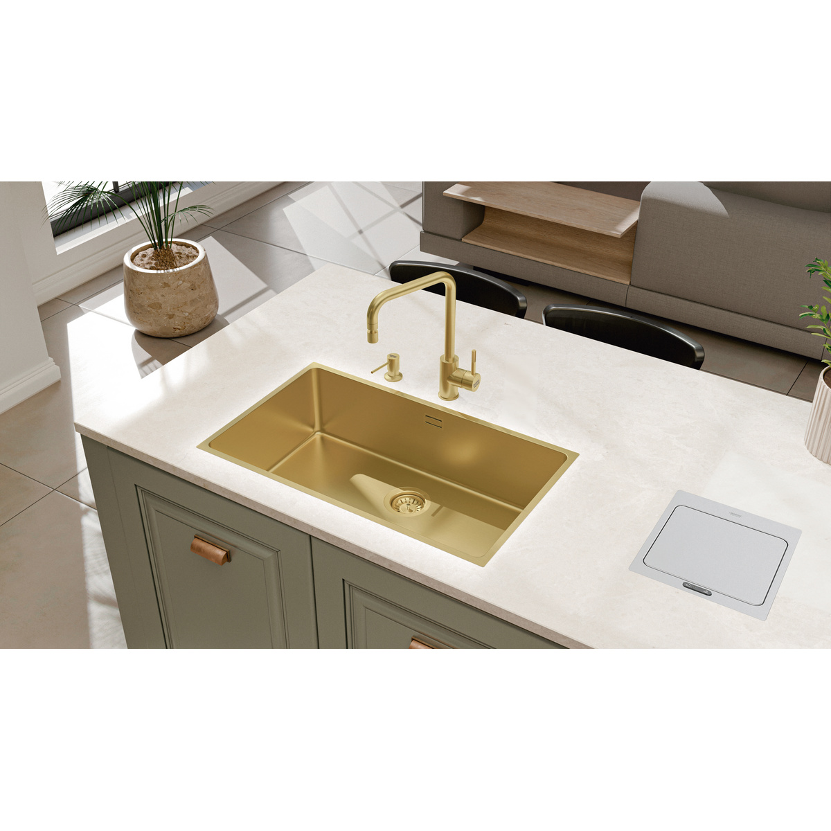 Monocomando Tramontina Angolare Light Gold em A&ccedil;o Inox com Revestimento PDV e Bica Articulada Cor Inox - SKU 94520313 - 2 image number 1