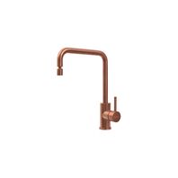 Tramontina Angolare stainless steel Rose Gold single lever mixer faucet with articulated spout and PVD coating