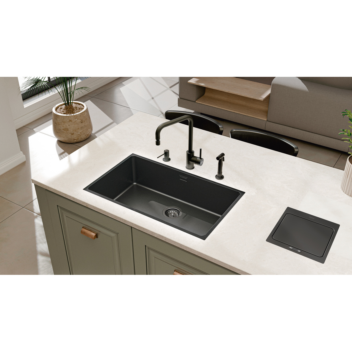 Monocomando Tramontina Angolare Intense Black em A&ccedil;o Inox com Revestimento PDV e Bica Articulada Cor Inox - SKU 94520513 - 2 image number 1