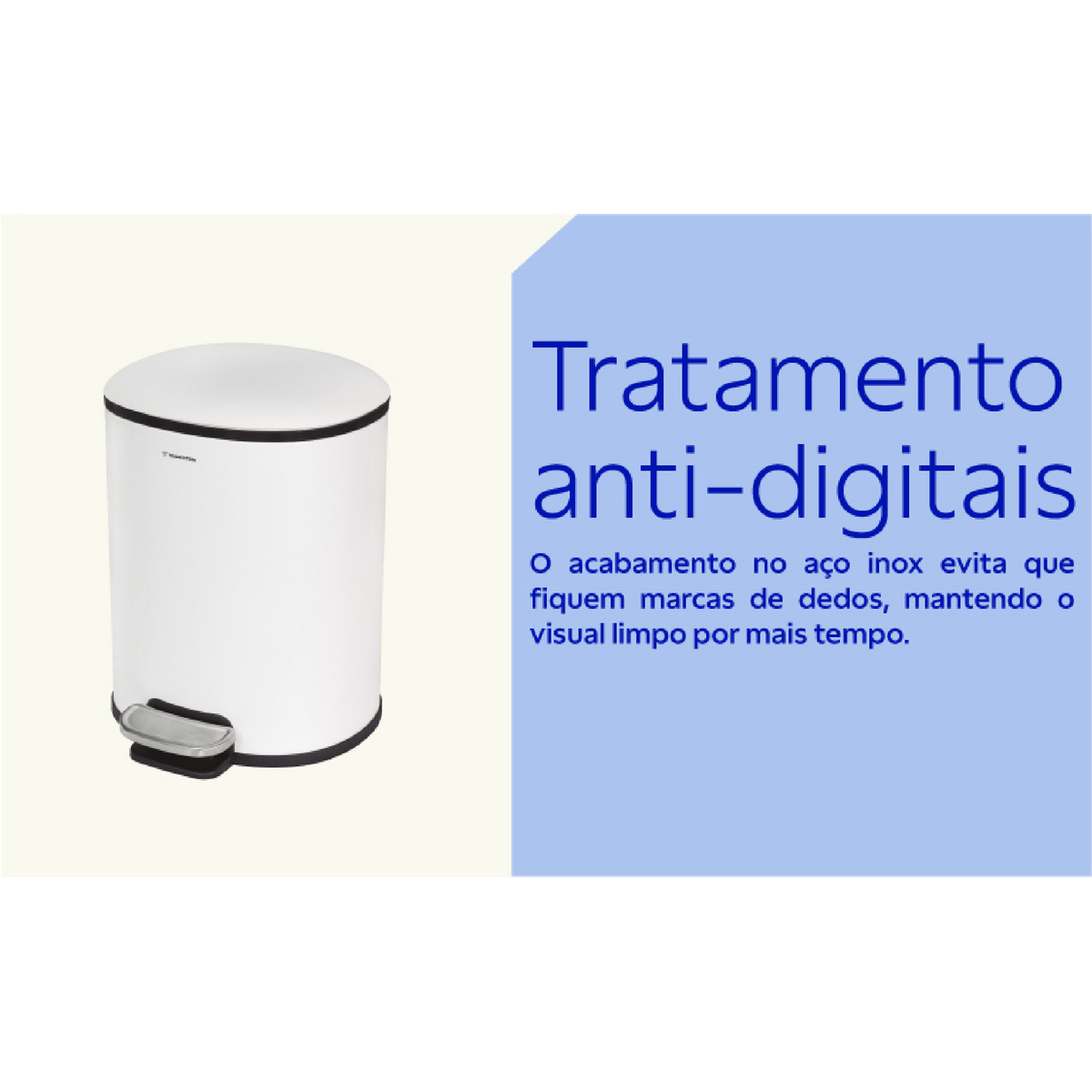 Lixeira com Pedal Tramontina Napoli em A&ccedil;o Inox White 5 L Cor Branco - SKU 94538655 - 7 image number 6