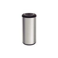 Tramontina 40L stainless steel Piemonte swing bin with a Scotch Brite finish, with a black polypropylene lid