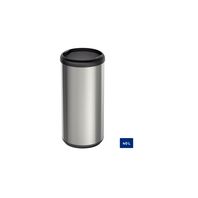 Tramontina 40L stainless steel trash bin with a Scotch Brite finish, with a polypropylene rim and black base