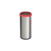 Tramontina 40L stainless steel trash bin with a Scotch Brite finish, with a polypropylene Red rim and Black base