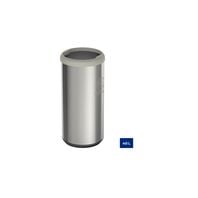 Tramontina 40L stainless steel trash bin with a Scotch Brite finish, with a polypropylene gray rim and balck base
