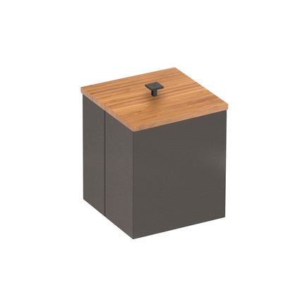 Lixeira Inox Luz Black Matte com Tampa de Bambu Tramontina com Acabamento Acetinado  4,5 L