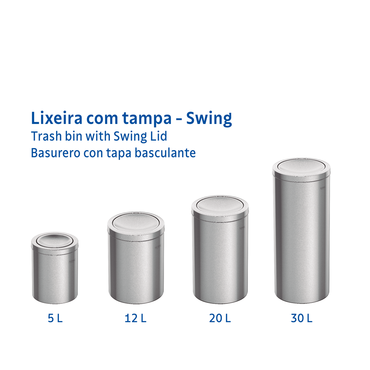 Lixeira Inox Tramontina Swing com Acabamento Acetinado e Tampa Basculante 30 L - SKU 94542130 - 6 image number 5