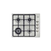 Tramontina Square 4 GX HE Safestop 60 stainless steel gas cooktop with cast iron trivets, automatic switch-on and 4 burners