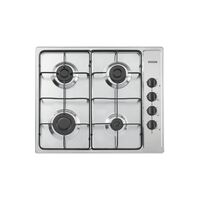 Tramontina stainless steel gas cooktop with carbon steel trivets, auto spark and 4 burners