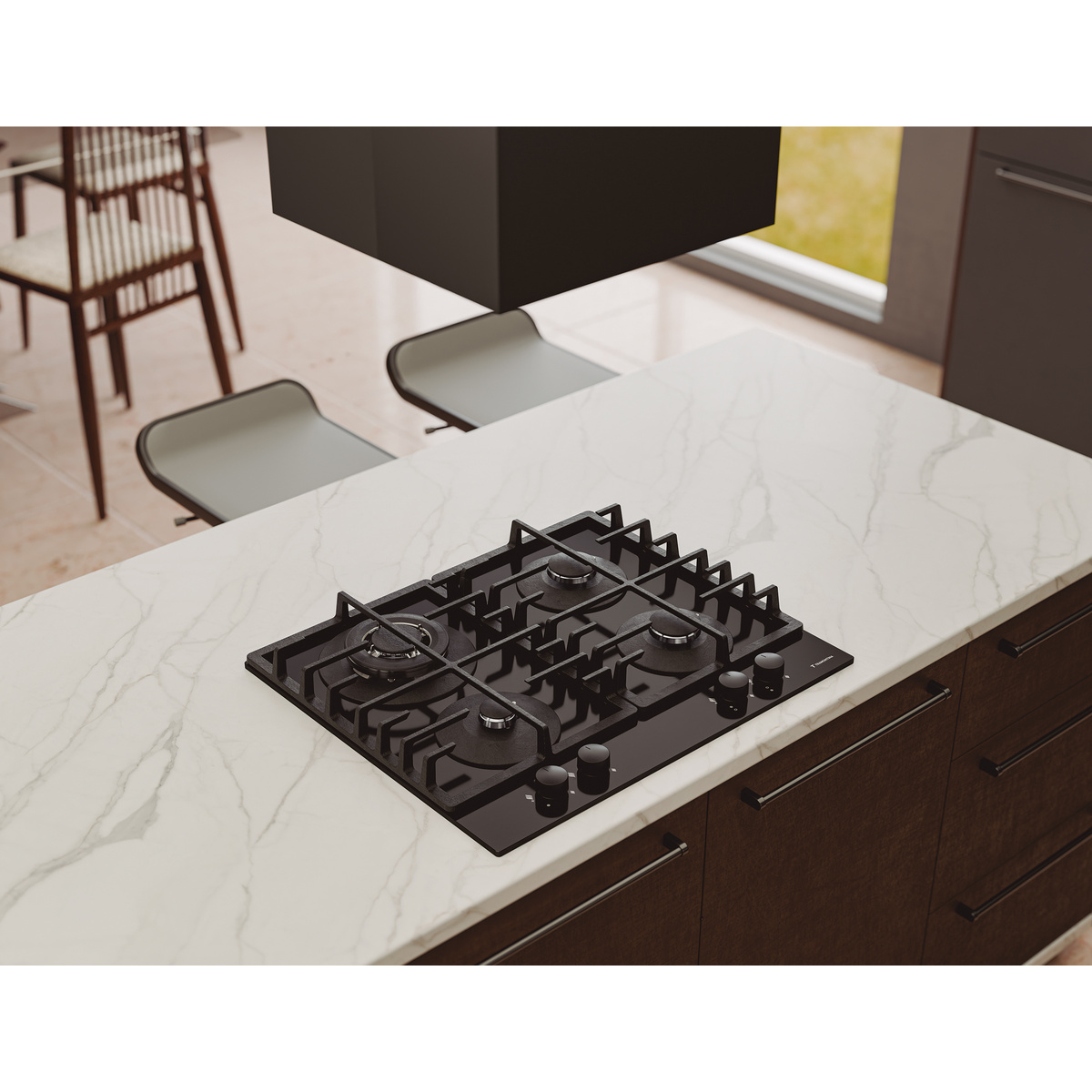 Cooktop &agrave; G&aacute;s Tramontina Square 4GG HE Safestop 60 Semiprofissional com Acendimento Superautom&aacute;tico 4 Queimadores Cor Preto - SKU 94706404 - 2 image number 1