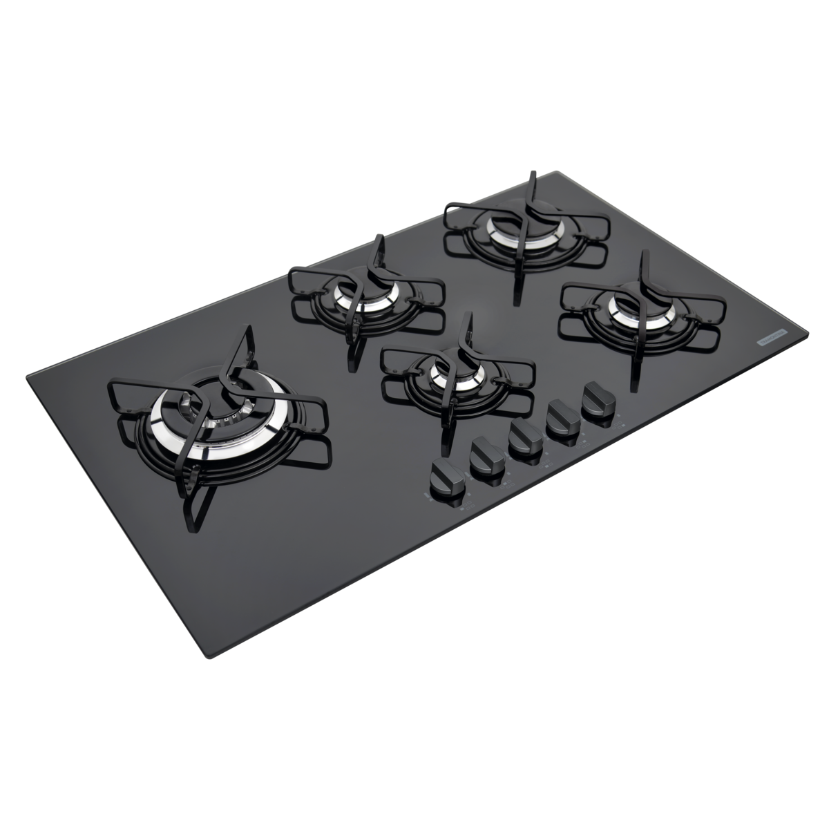 Tramontina Penta Side Plus black tempered glass gas cooktop with carbon