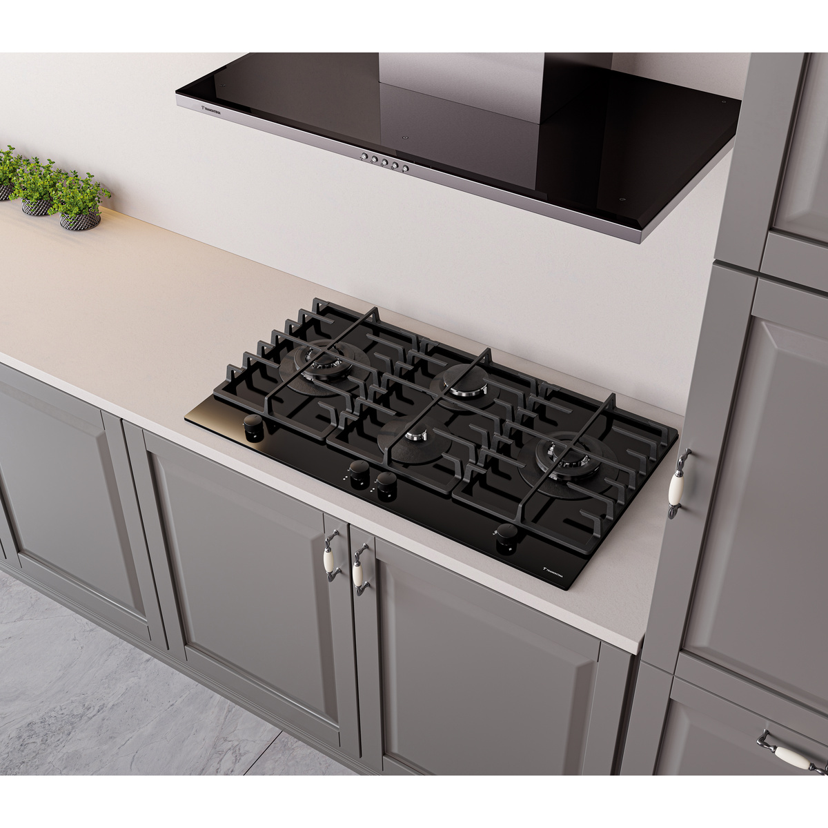 Cooktop Tramontina Quadra 4GG Double TRI HE Safestop 90 em Vidro Temperado 90 cm Cor Preto - SKU 94709404 - 2 image number 1