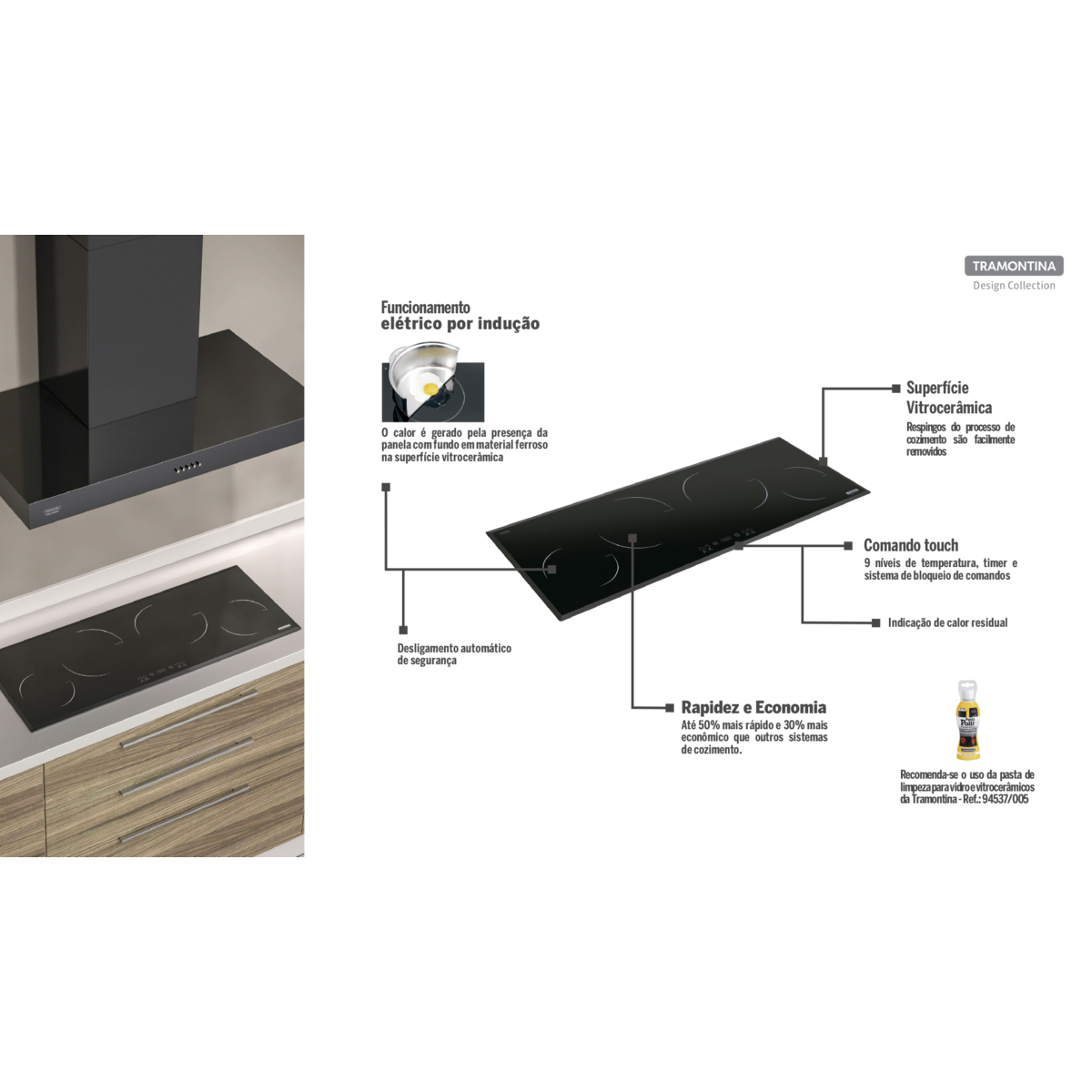 Cooktop por Indução Tramontina Design Collection New Slim Lune Touch