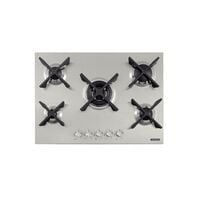 Tramontina Design Collection Penta Inox Flat stainless steel gas cooktop with cast iron trivets, auto spark and 5 burners