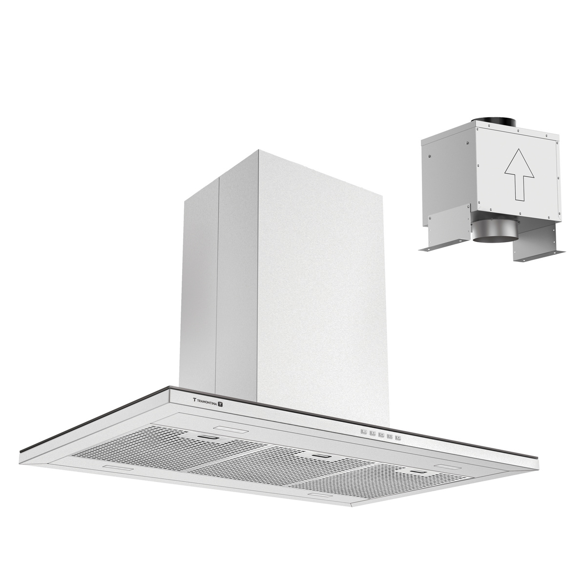 Coifa de Ilha Tramontina Slim Isla 90 Split em Aço Inox com Acabamento Acetinado 90 cm