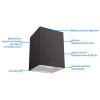 Coifa de Ilha Tramontina Square Isla 40 Silent em A&ccedil;o Inox Black Steel e tratamento anti digitais 40 cm 220 V Cor Preto - SKU 95800037 - 4 image number 3