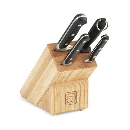 Forged 5 Pc Cutlery Set  w/Hardwood Counter Block