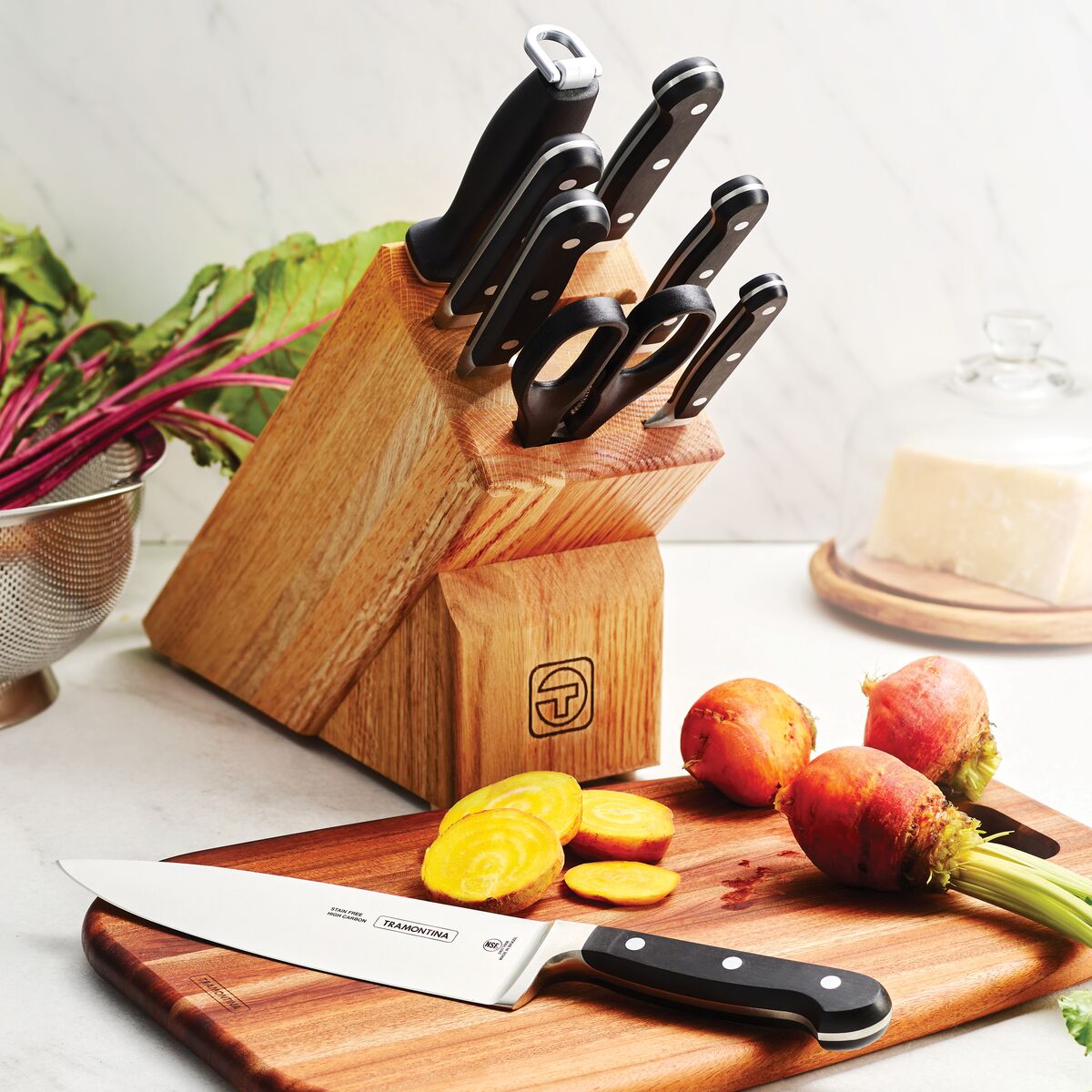 Forged 9 Pc Cutlery Set with Hardwood Counter Block