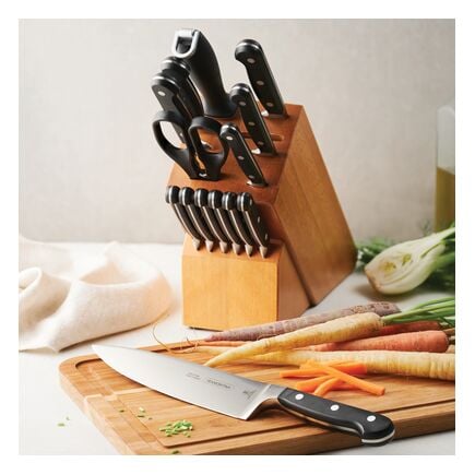 Forged 15 Pc Cutlery/Steak Knife Set with Hardwood Counter Block