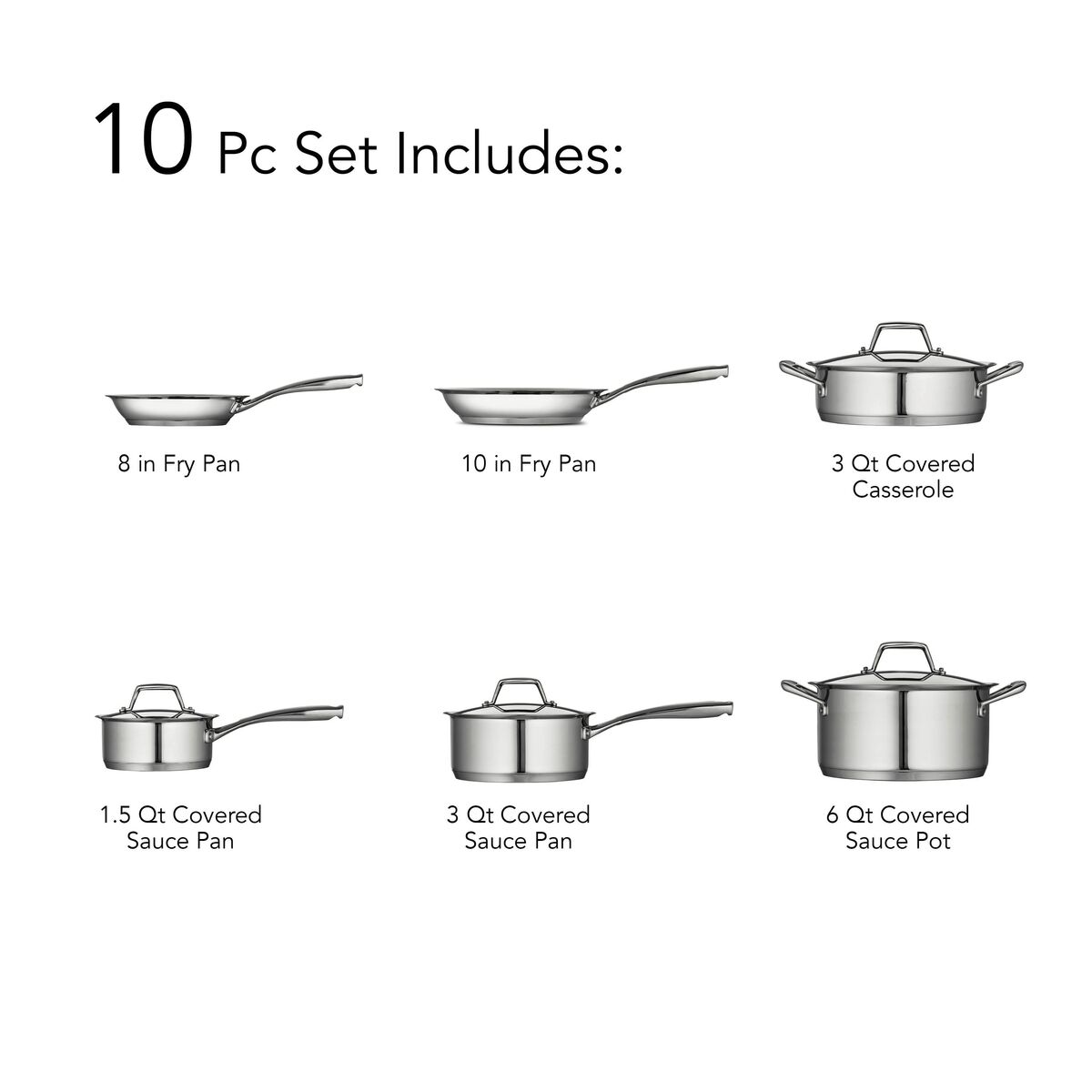 Tramontina PrimaWare 10-Piece Nonstick Cookware Set, Steel Gray by  Tramontina