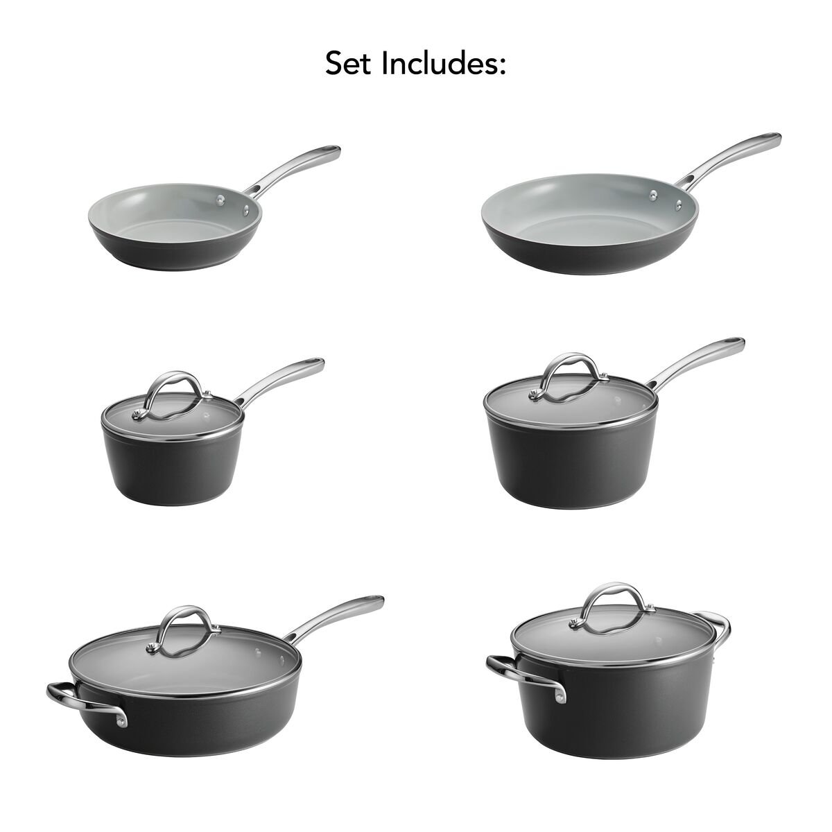 10 Pc Cold-Forged Induction Ceramic Cookware Set - Black