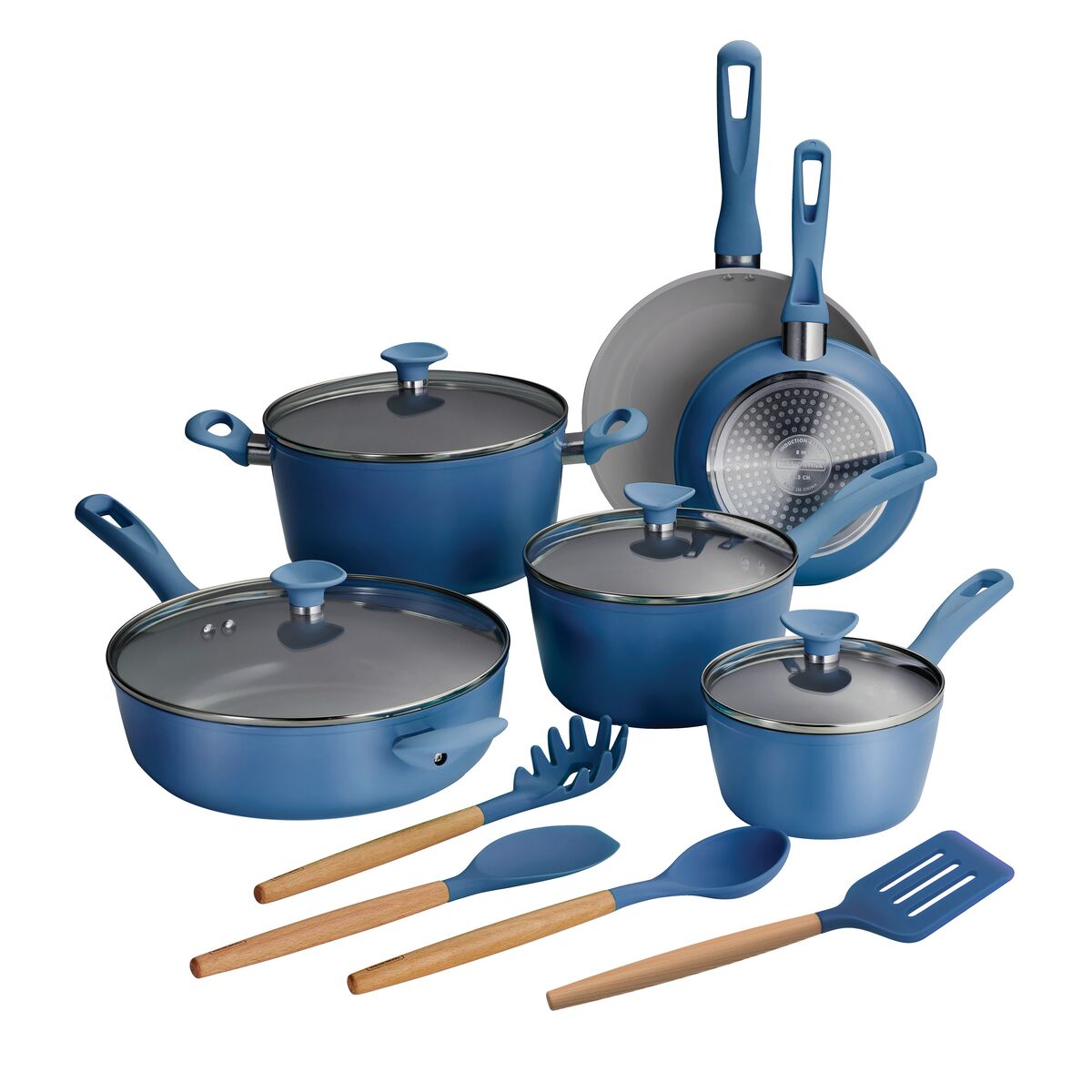 14 Pc Ceramic Induction-Ready Cookware Set - Blue - Tramontina US