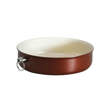 9.5 in Ceramic Round Baking Dish - Metallic Copper