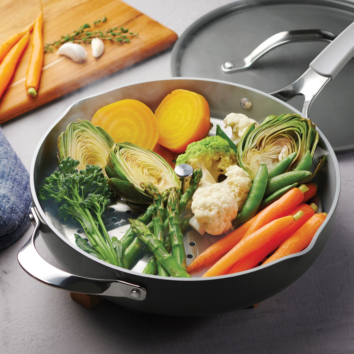 All in One Plus Pan, 5 qt Ceramic Non Stick - Charcoal Gray