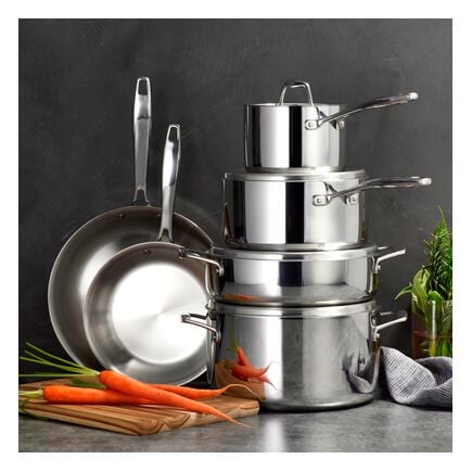 10 Pc Tri-Ply Clad Stainless Steel Cookware Set