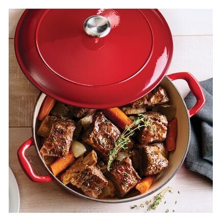 5.5 Qt Enameled Cast-Iron Series 1000 Covered Round Dutch Oven - Gradated Red