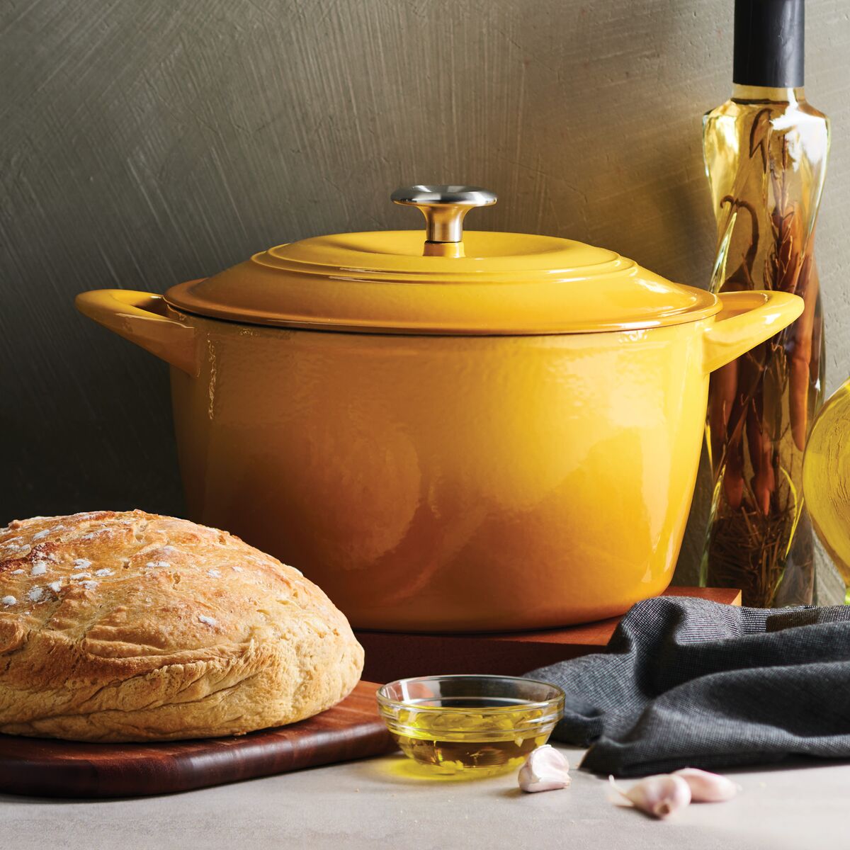 7 Qt Enameled Cast Iron Covered Tall Round Dutch Oven Sunrise de