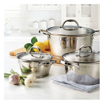 Gourmet Selection 6 Pc Stainless Steel Stackable Pots and Pans