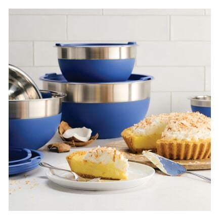 10 Pc Covered Stainless Steel and Silicone Mixing Bowl Set - Blue