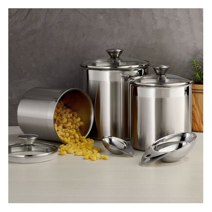 6 Pc Stainless Steel Covered Canister and Scoop Set