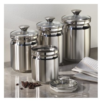 4 Pc Covered Stainless Steel Canister Set