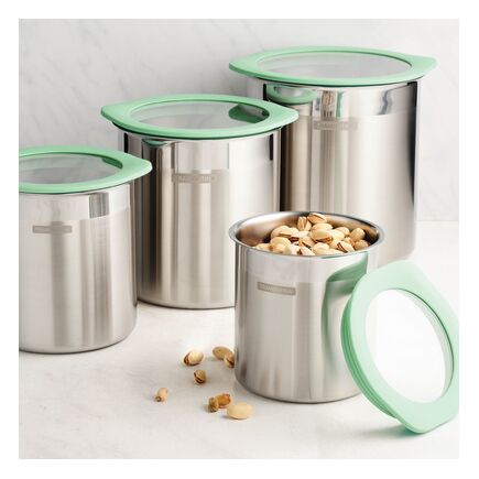 4 Pc Stainless Steel Canister Set - Mint Green